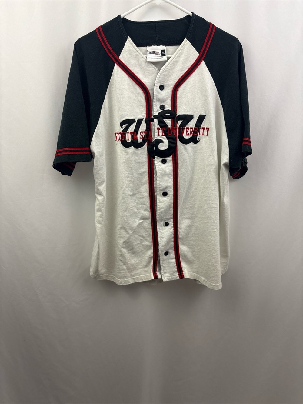Wichita State Shockers Sewn Baseball Jersey Size XL Black Red White Rare Colors